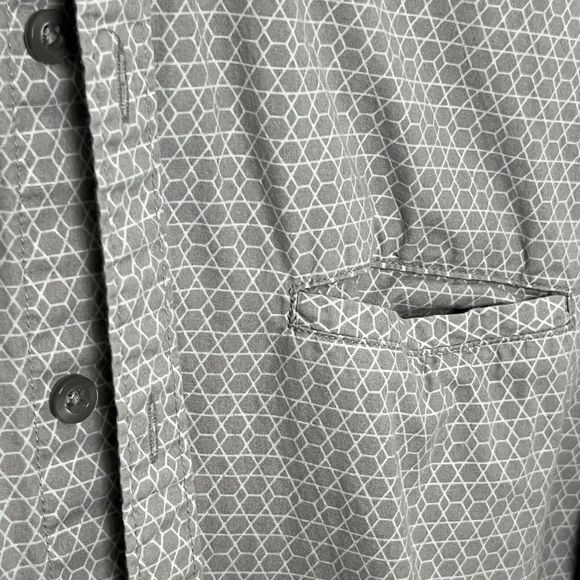 Structure Shirt Mens Medium Gray Modern Fit Button Up Short Sleeve Geometric VGC - Picture 3 of 9